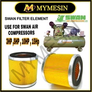 MY Swan air compressor filter element for 3Hp, 5Hp, 10Hp, 15Hp spare parts air filter for model 3RD/