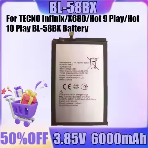 10 Battery New BL-58BX 3.85V 6000mAh High Quality for TECNO Infinix/X680/Hot 9 Play/Hot Play BL-58BX