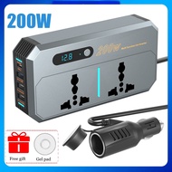 200W Portable Car Inverter DC 12V/24V to AC 220V Power Inverters Dual USB Ports Car Charger Adapter