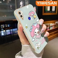 YIWESAN เคสสำหรับ Xiaomi Redmi โน๊ต7 Note 7 Pro Note 7Sเคสการ์ตูนน่ารักเมโลดี้ดีไซน์ใหม่แฟชั่นหรูหราเคสโทรศัพท์ชุบโลหะคลุมทั้งหมดป้องกันเลนส์กล้องเคสเคสซิลิโคนกันกระแทกนิ่ม