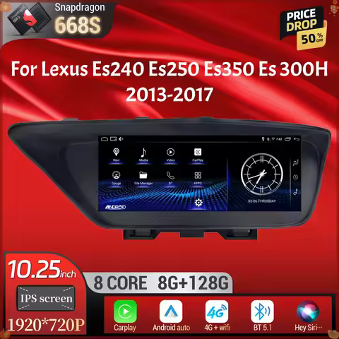 10.25" For Lexus Es240 Es250 Es350 Es 300H 2013-2017 Android 14 Car Radio Multimedia BT Carplay Snap