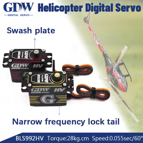 GDW BLS992 swash plate, BLS995 narrow-band tail lock, aeromodelling competition helicopter brushless