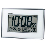 Seiko clock Wall clock and stand clock for both radio wave digital high precision temperature humidity display Silver metallic main body size: 16.7x24.7x2.7cm SQ443S
