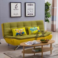 找得 - 客廳多功能梳化床可折疊單人雙人三人位布藝梳化公寓懶人梳化 綠配黃科技布 100CM 3078