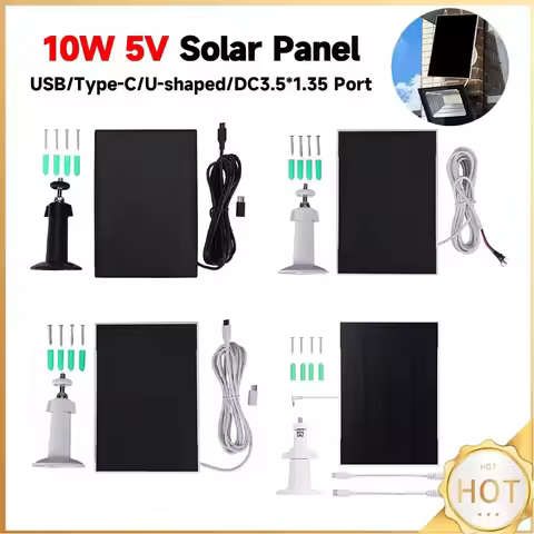 3W 6V Solar Charger 360° Adjustable Wall Mount Solar Panel Charger Micro USB+Type-C Camera Solar Pan