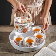Butterfly Love Flower tea set household coffee set red teapot tea brewing reception living