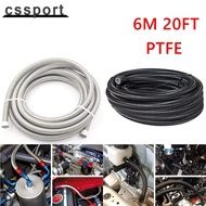 6M AN4 AN6 AN8 AN10 AN12 PTFE Fuel Hose Line Stainless Steel Braided Hose 20FT Black/Silver