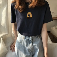 Ready Stock Women Summer Top Round Neck Short Sleeve Printed Loose T-shirts Causal Top