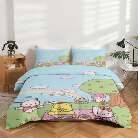 3-Piece High-Definition Digital Print Bedding Set, Featuring My Melody, Hello Kitty, Little Twin Sta