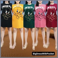 & D2 D75 T-shirt Dress Sexy Korean Fashion Cotton Print Plus Size (L-4XL) Ladies Women Top Qual