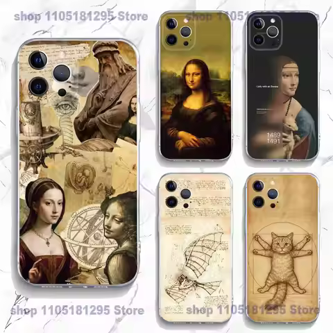 L-Leonardo da Art Vinci Phone Case For iPhone 17,16,15,14,13,12,11 Plus,Pro,Max,XR,Plus,E,Mini Trans
