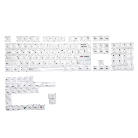132 Keys Transparent Keycaps Russian CBSA Height PC Material UV Print Black for Mechanical Keyboard 