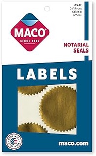 MACO Gold Foil Notarial Seals, 2-1/4 Inches in Diameter, 32 Per Box (OS-721)