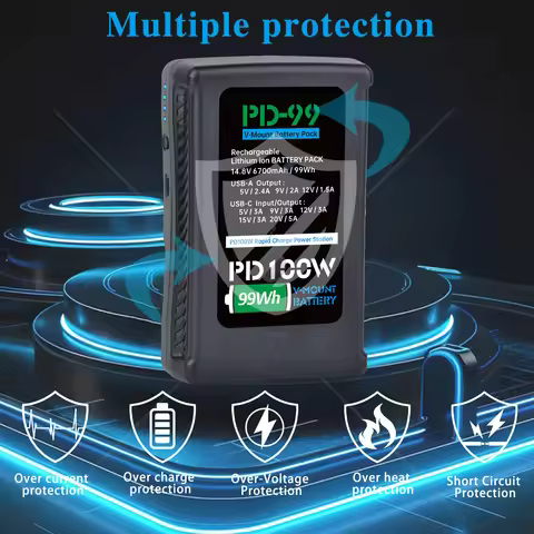 PD100W V-Mount PD99 PD150 PD190 Battery Rapid Charger Power Station V-Lock Battery With 65W Charging