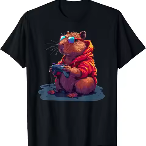 Capybara Gamer Funny Rodent _ Video Games Lover T Shirt