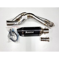 Sale! คอท่อ งานแสตนเลส สำหรับ Yamaha Mslaz M-Slaz และ R15 เก่า พร้อมปลายท่อ AK ยาว 12 นิ้ว ปลาย 2 รู