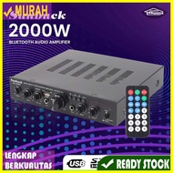 Audio Amplifier Bluetooth EQ Karaoke Home Theater FM Radio 2000W Black