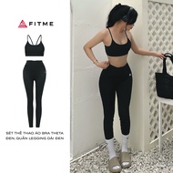 Bộ quần áo tập gym nữ Fitme áo bra 2 dây Theta quần legging dài chất liệu thun co giãn 4 chiều