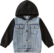 Toddler Kid Baby Boys Girls Jean Hooded Jacket Long Sleeve Button Down Demin Coat Cowboy Overcoat Ho
