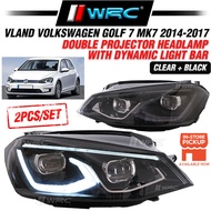 Vland Volkswagen Golf 7 MK7 2014 - 2017 Double Projector Headlamp With Dynamic Light Bar