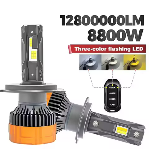 8800W H7 LED Headlights with H1 H4 H11 9005 9006 9012 6500K 4300K 3000K Three Color Remote Control f
