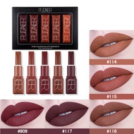 Pudaier5Lipstick Matte Pumpkin Color Lip Gloss Taupe Lip Gloss Lip Glaze Set Lipstick