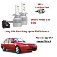 Car Saga Old Iswara Haedlamp H4 Haedlight Led Bulb Cooling Fan White Lampu Depan Besar Mentol Kereta