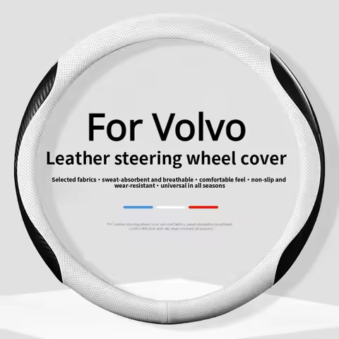 Car Leather Carbon Fiber Non-slip Steering Wheel Cover For Volvo XC70 XC90 V50 V70 S60 S80 C30 XC40 