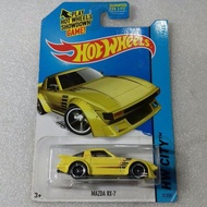 Hot Wheels Mazda RX7 RX-7. US Card HW City 2014 Night Burnerz. Yellow.