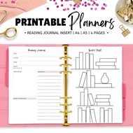 Reading Planner Printable PDF Journal Minimalist Printable Planner Insert