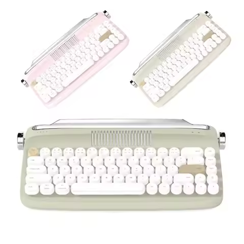 New Retro Wireless Bluetooth Keyboard 68 Keys Rechargeable Typewriter Type Aesthetic Keyboard for Ta