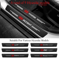 1Set Car Door Sill Sticker Anti-Scratch Carbon Fiber leather Sticker Trunk Protector For Hyundai i10