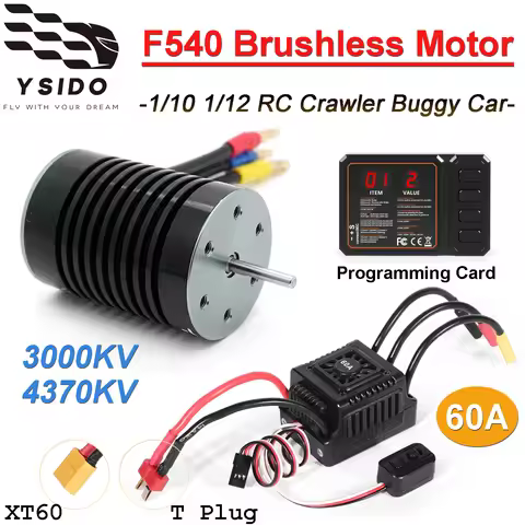 YSIDO F540 3000KV 4370KV Brushless Motor W/ 60A ESC Waterproof Combo Kit for Traxxas Axial Wltoys 1/