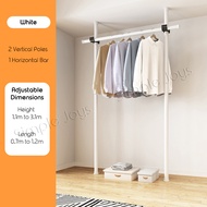 Floor To Ceiling Clothes Hanging Wardrobe Rack Adjustable Laundry Drying Hanger