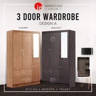 [Delivery Within 2-5 Days] Averlle 3 Doors Wardrobe / Standalone Wardrobe / Open Wardrobe / Drawer / Mirror