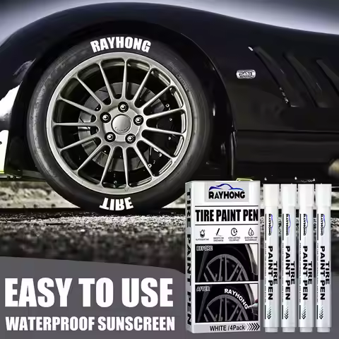 4 Pieces White Tire Pen Color Markers Pencil Car Paint Rubber Marker Car Color Permanent Paint Marke