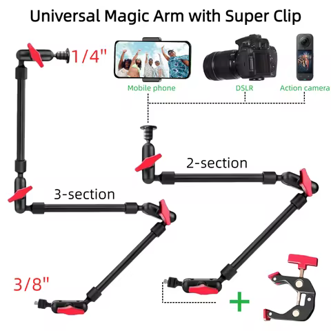 22/30inch Camera Magic Arm with Super Clip Bracket for Smartphone Camcorder Action Camera Clamp Moun