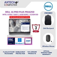 Dell 16 PRO Plus PB16250-U7266V-16G-512GB 16" FHD+ Laptop Silver ( CU7-266V, 16GB, 512GB SSD, Intel,
