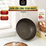 Haatz HTA824 Titanium Deep Pan 24cm 26cm 28cm Multi-Purpose Deep Frying Pan, Grease Saving, Easy to 