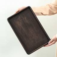 Japanese Retro Ebony Tea Tray Solid Wood Tea Tray Household Rectangular Containing Tray Text Tray Ca