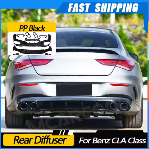 Rear Bumper Diffuser Lip with Exhaust Tips For Mercedes Benz CLA Class C118 CLA180 CLA200 CLA250 CLA