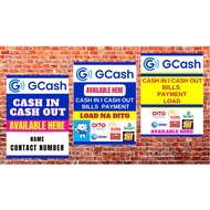 GCASH CASH IN CASH OUT BILL PAYMENT LOAD TARPAULIN/SIGNAGE