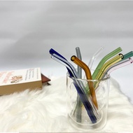 Ins 15cm Ins Style Reusable Colorful Glass Straw Transparent Heat-resistant High Borosilicate Glass