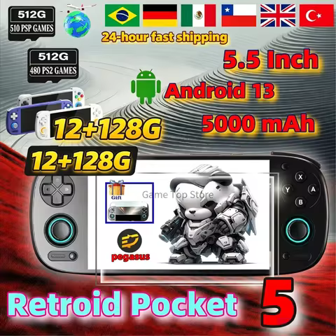 Retroid Pocket 5 Retro Handheld Game Console Video Game Consoles RP5 SD865 12 128G Android13 5.5Inch