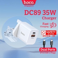 HOCO DC89 35W Fast Charging Adapter Dual Port USB C & Type C Charger for Phones & Mobile Devices 100