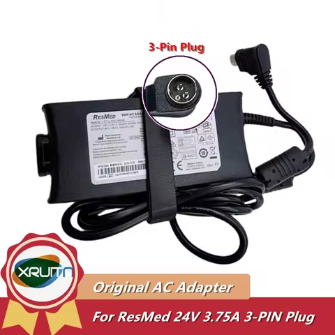Original 24V 3.75A 90W 3-Pin AC DC Adapter for ResMed 369102 Power Supply Charger for RESMED CPAP Bi