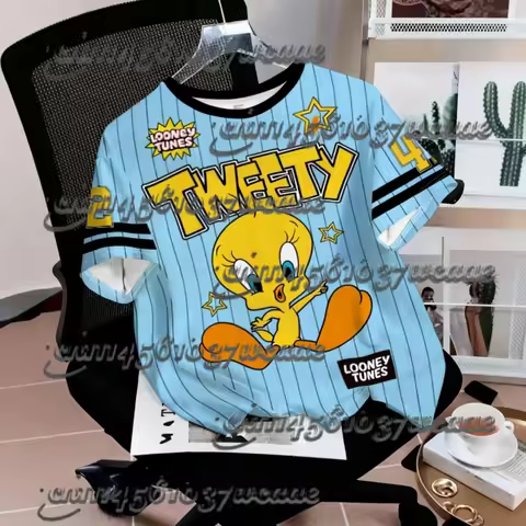 2026 Cartoon Duck Tweety Rabbit Print Men Short Sleeve T-Shirt Casual 3d Summer Parent Sport Tops T-