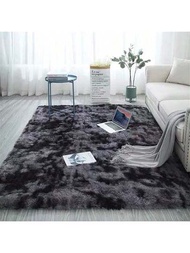 深灰色長毛柔軟皮膚可洗地毯易清潔防滑現代簡約風客廳臥室沙發地毯