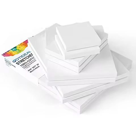 Set of 4, 4x4"/8x12"/16x16"/12x20" 100% Cotton White Artist Canvas for Painting Acrylic Pouring Oil