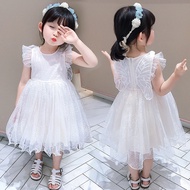 Baptismal White Dress with Angel Wings Butterfly Fairy lace gown Christening Birthday Dress for 7 Years Old Girl 1 2 3 4 Yrs Kids Fashion Clothes Dresses